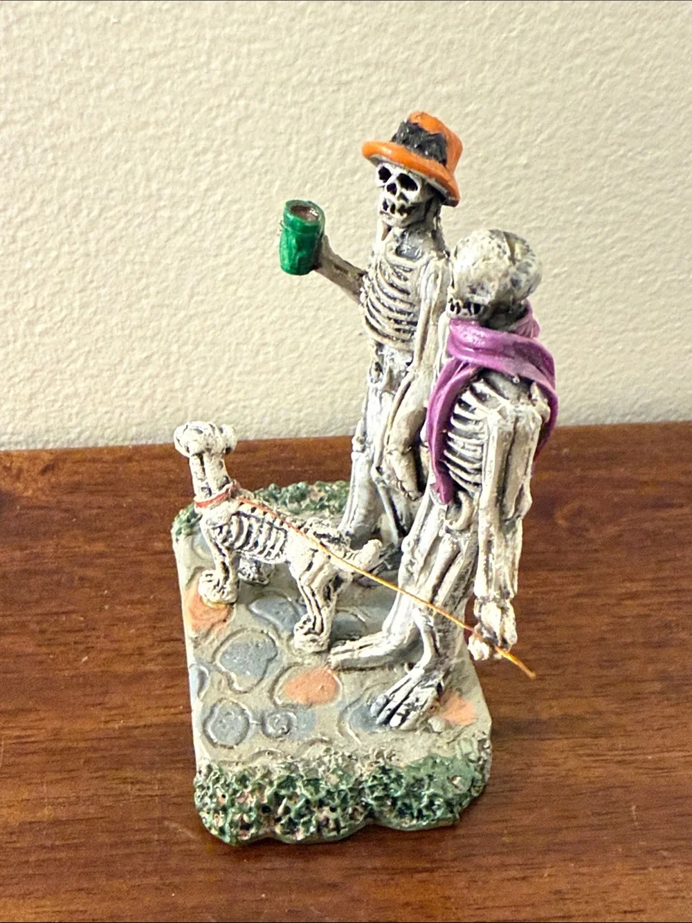 Lemax Moonlight Stroll Skeletons Walking Dog #82571 Halloween Village Decor